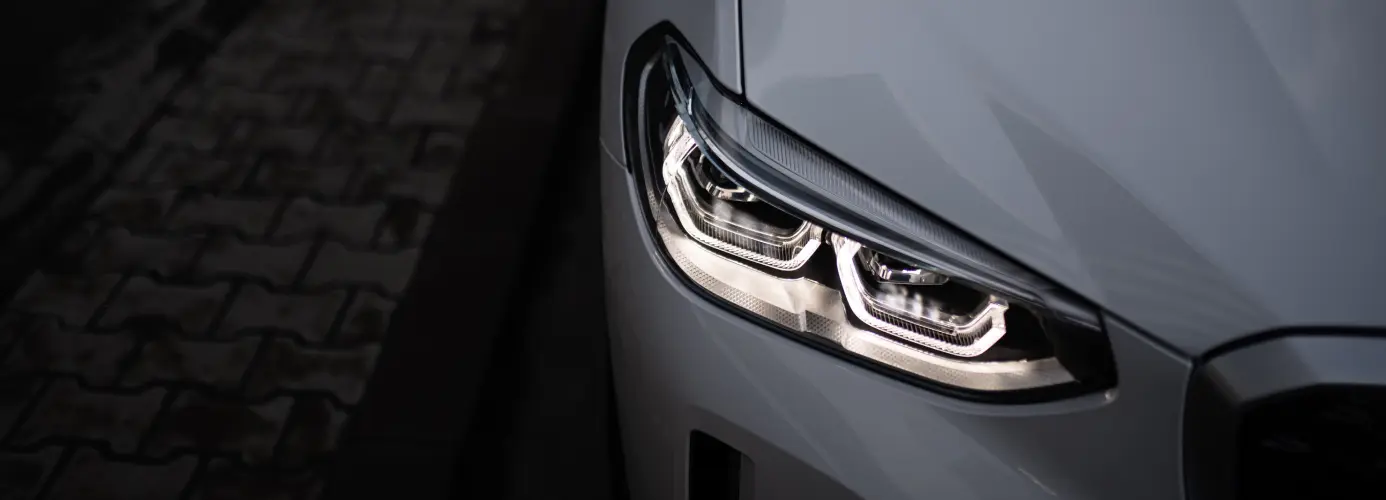Close-up of a modern car headlight