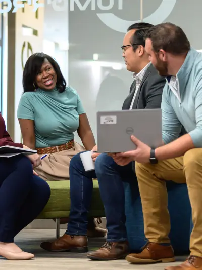 Diverse group of professionals collaborating in an office setting
