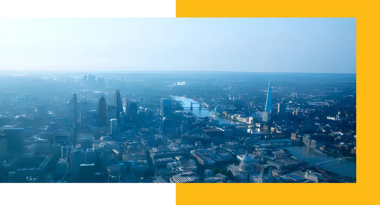 Aerial view of London skyline