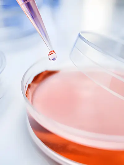 Pipette dropping liquid into petri dish