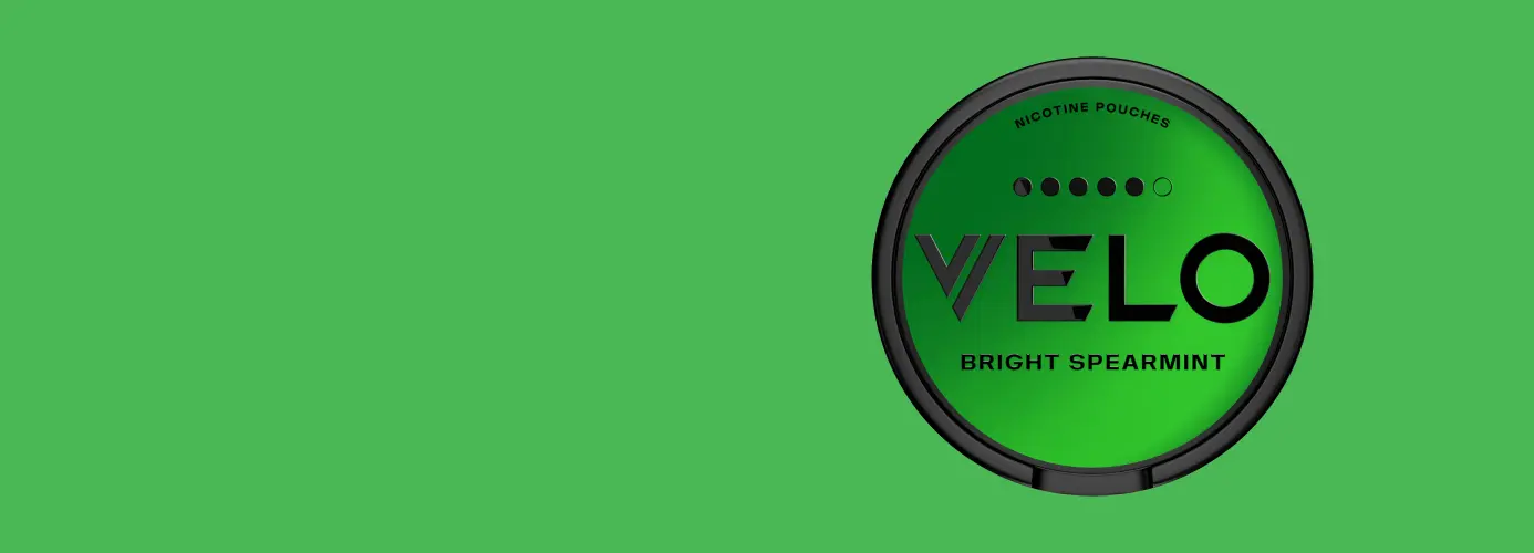 A green container of Velo nicotine pouches