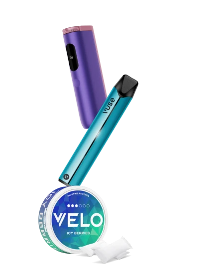 An assortment of vaping devices and nicotine pouches