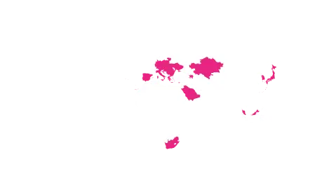 Map highlighting in pink the countries where heated tobacco products are sold.